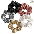 SILVR BEAR Luxury Satin Scrunchies SAME 5 COLORS AS PIC, Anti-Hair-Breakage, Hair Ties, Scrunchies Set for Girls, Women, Best gift for Sister, Friend, Mom (Classic Shades)